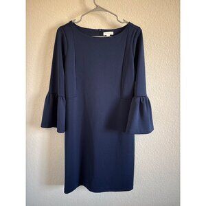 Charter Club Navy Shift Dress Petite Medium Bell Sleeve Classic Sheath